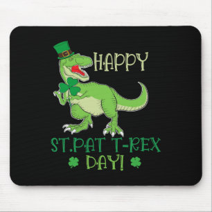 Happy St Patrex Day Pat T-rex Dino Irish Pat Trex  Mouse Mat