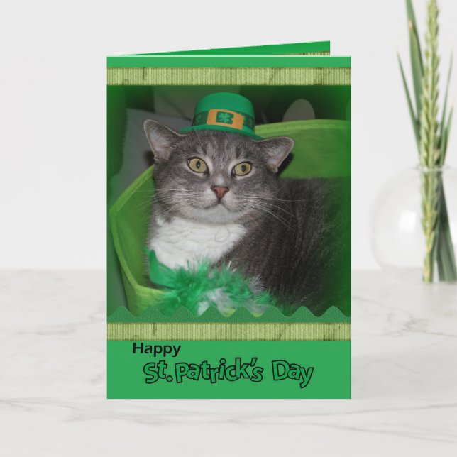 Happy St.Patrick Day card with cat (Front)