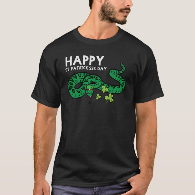 Happy St Patrick Day Snake Saint Pattys Paddys Men T-Shirt (Front)