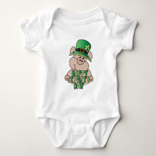 Happy St. Patrick Day's Green Pig! Baby Bodysuit