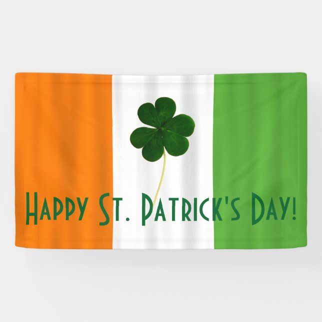 Happy St. Patrick Irish Colours Shamrock Banner (Horizontal)