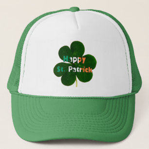 Happy St. Patrick Irish Flag Colours Shamrock Gree Trucker Hat