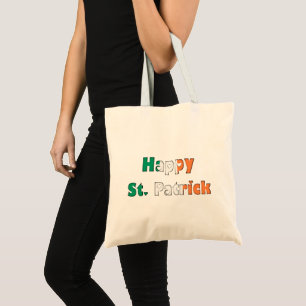 Happy St. Patrick Irish Flag Colours Typography Tote Bag