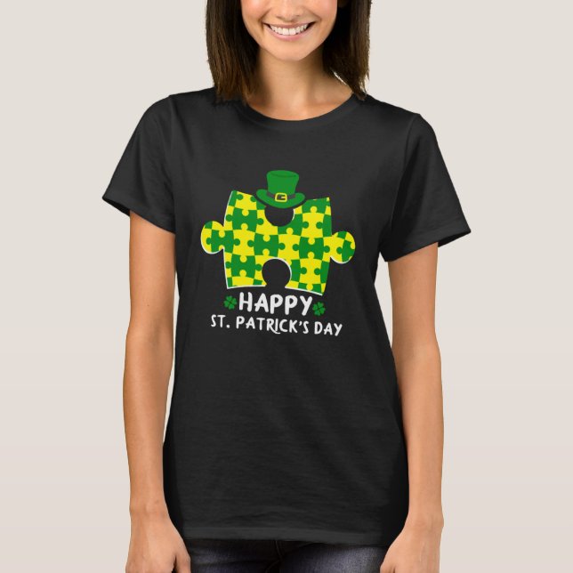 Happy St Patrick s Day Autism T-Shirt (Front)