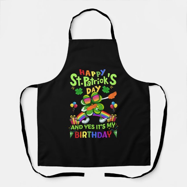 Happy St Patrick s Day Birthday Paddy s Day Apron (Front)