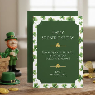Happy St. Patrick’s Day Card   Elegant Shamrocks