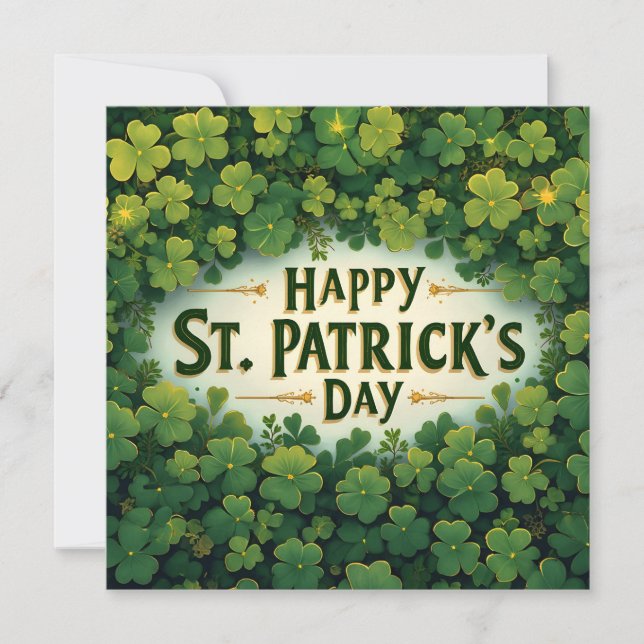 Happy St. Patrick’s Day Clover Art Card (Front)