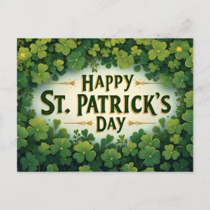 Happy St. Patrick’s Day Clover Art Postcard