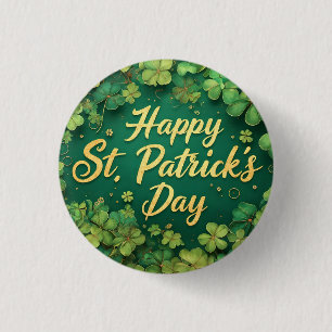 Happy St. Patrick’s Day Clover Design 3 Cm Round Badge