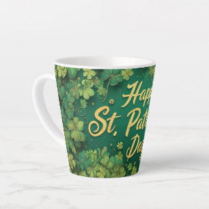 Happy St. Patrick’s Day Clover Design Latte Mug