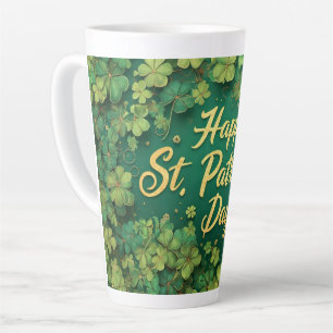 Happy St. Patrick’s Day Clover Design Latte Mug