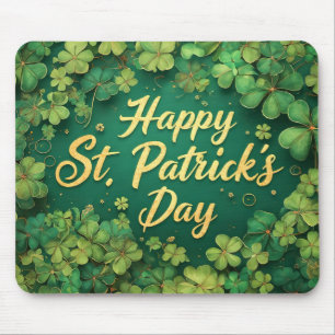 Happy St. Patrick’s Day Clover Design Mouse Mat