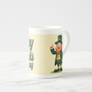Happy St. Patrick’s Day Cute Leprechaun Bone China Mug