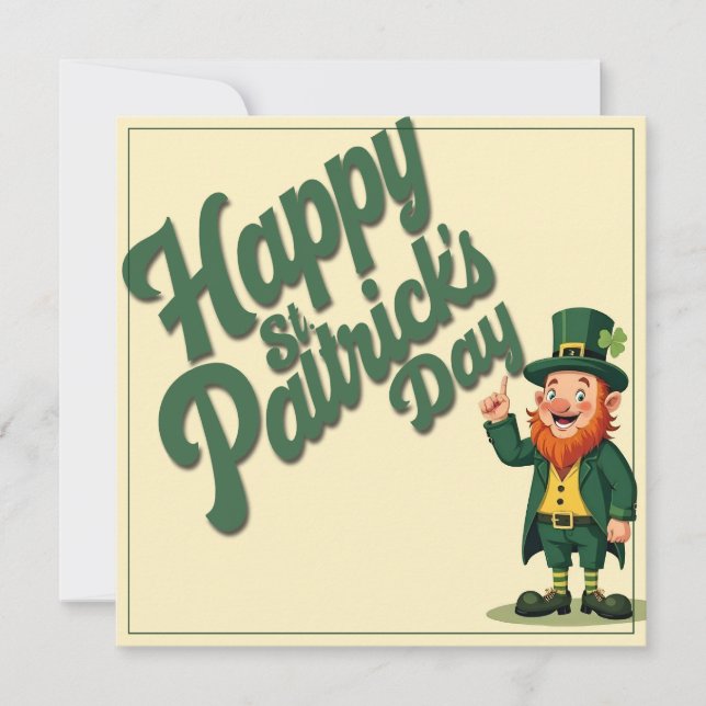 Happy St. Patrick’s Day Cute Leprechaun Card (Front)