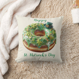 Happy St. Patrick’s Day Donut with Leprechaun Hat Cushion