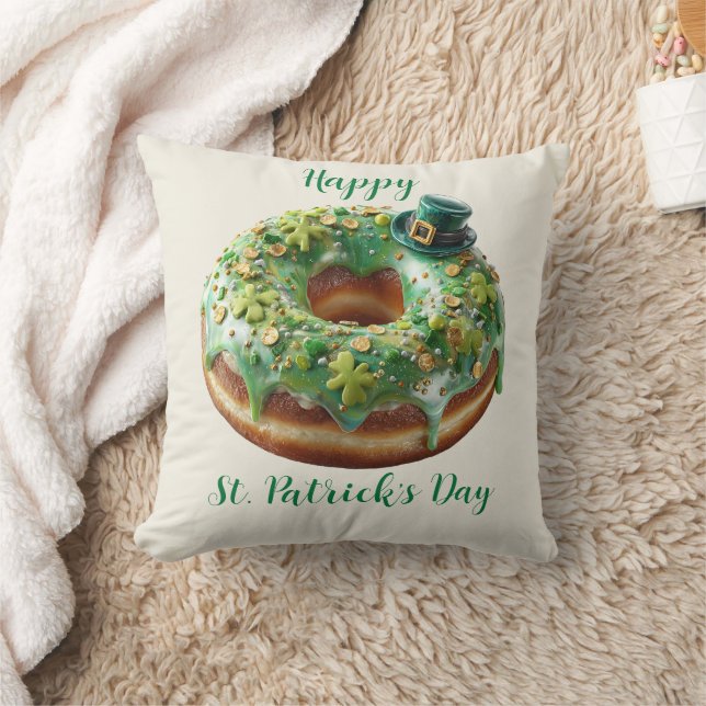 Happy St. Patrick’s Day Donut with Leprechaun Hat Cushion (Blanket)
