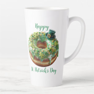 Happy St. Patrick’s Day Donut with Leprechaun Hat Latte Mug