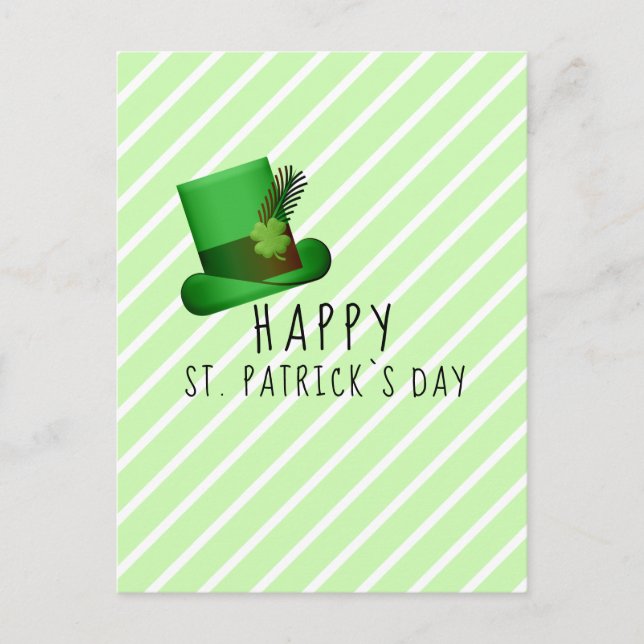 Happy St. Patrick`s day Hat Irland Green Stripe Postcard (Front)
