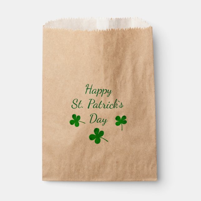 Happy St. Patrick`s Day Irish Green Shamrock Favour Bags (Front)
