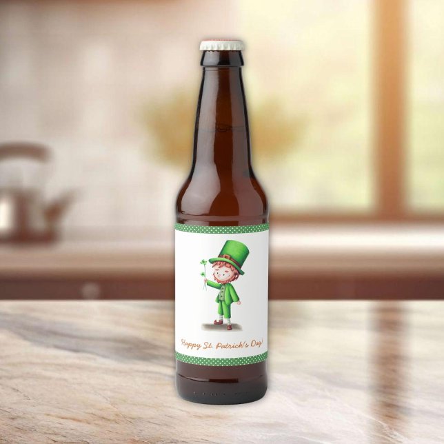 Happy St. Patrick´s Day Leprechaun Beer Bottle Label (Creator Uploaded)