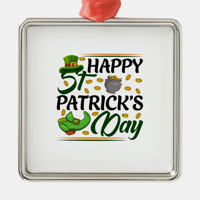 Happy St Patrick S Day Metal Tree Decoration (Front)