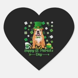 Happy St Patrick s Day Proud Irish Bulldog Lover Heart Sticker