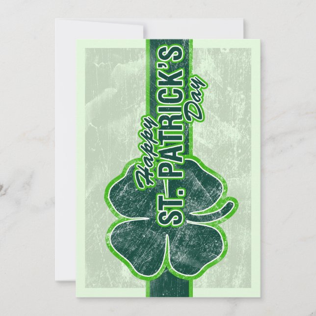 Happy St. Patrick’s Day Shamrock Grunge Invitation (Front)