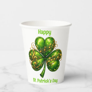 Happy St. Patrick’s Day Shamrock Music Paper Cups