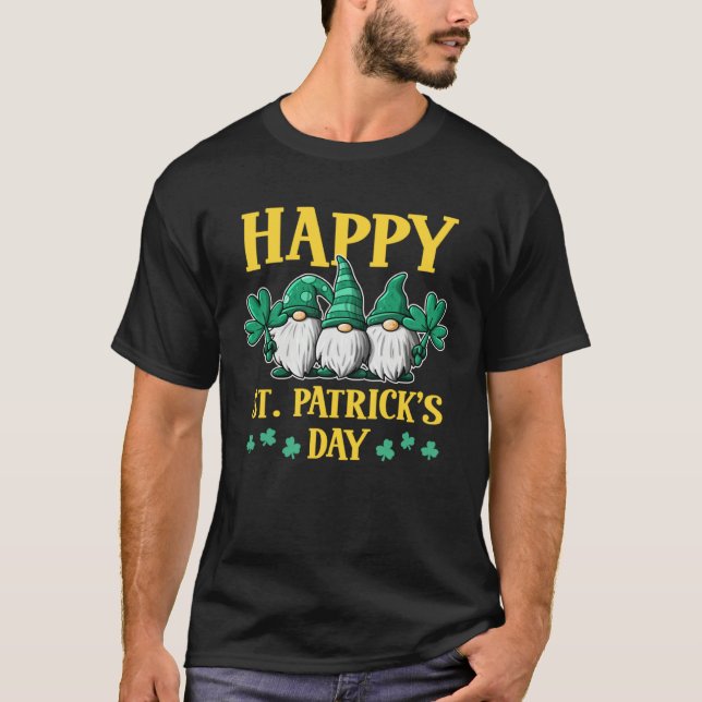 Happy St Patrick s Day Three Gnomes Truck St Patri T-Shirt (Front)
