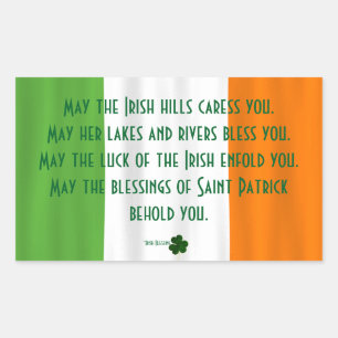 Happy St. Patrick's Blessing Irish Flag Shamrock Rectangular Sticker