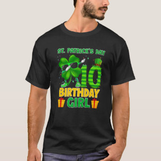 Happy St Patricks Day 10Th Birthday Clover Dabbing T-Shirt