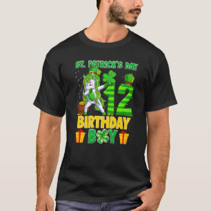 Happy St Patricks Day 12th Birthday Unicorn Dabbin T-Shirt