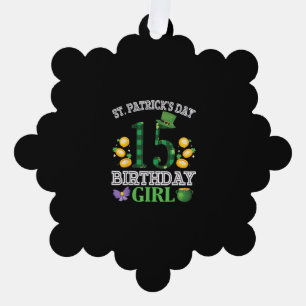 Happy St Patrick's Day 15 Years Old Birthday Lepre Tree Decoration Card