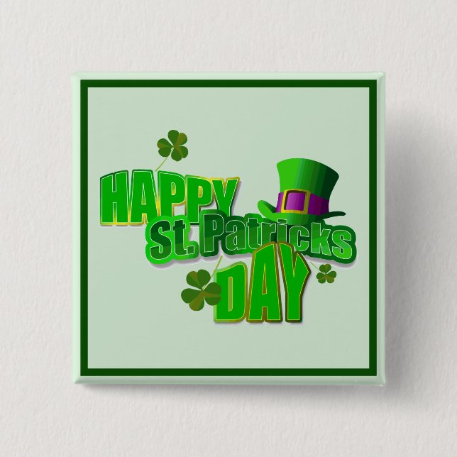 Happy St. Patrick's Day 1 15 Cm Square Badge (Front)