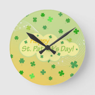 Happy St Patricks Day 1 Round Clock