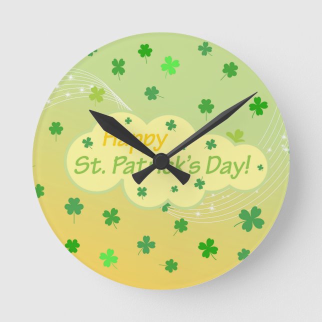 Happy St Patricks Day 1 Round Clock (Front)