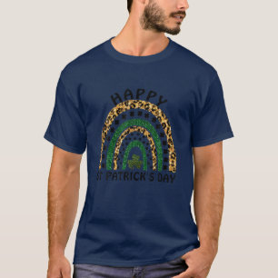 Happy St Patricks Day 2022 Lucky Rainbow Leopard W T-Shirt