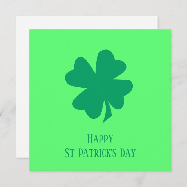Happy St Patrick's Day  2025 Irish Green Shamrock Holiday Card (Front/Back)