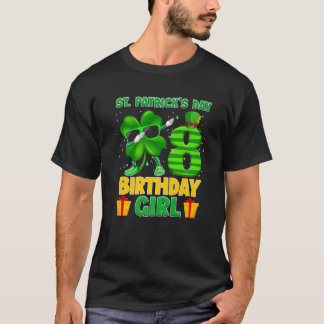 Happy St Patricks Day 8Th Birthday Clover Dabbing T-Shirt