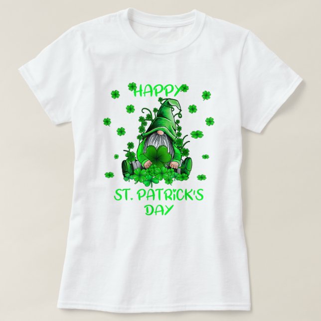 Happy St. Patricks Day Adorable Gnome T-Shirt (Design Front)