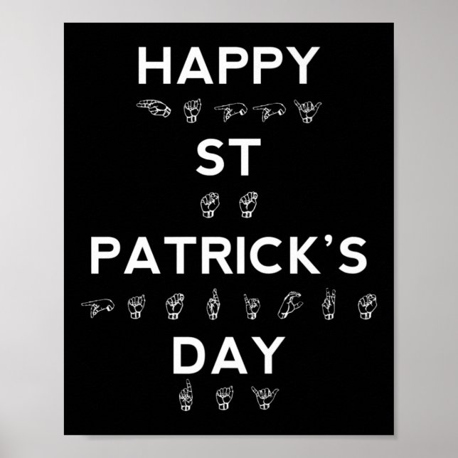 Happy St Patrick's Day ASL  Deaf Awareness Poster (Front)