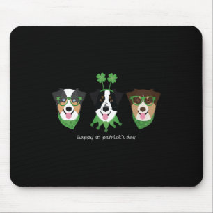 Happy St Patricks Day Australian Shepherd Dogs Cut Mouse Mat