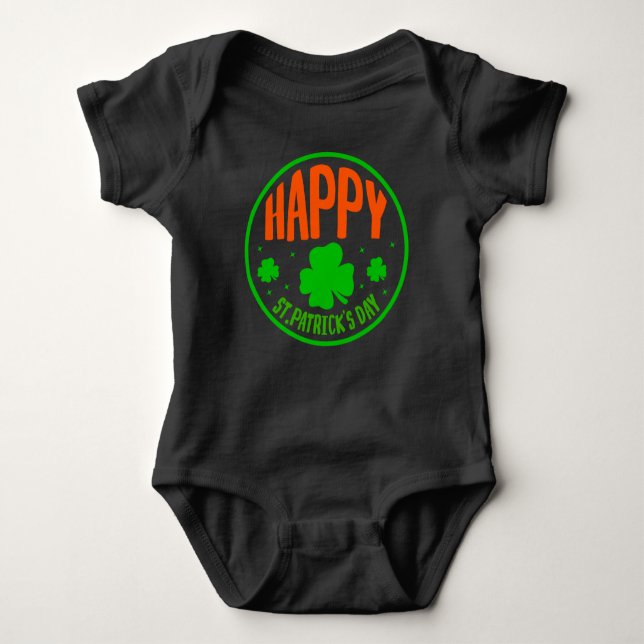Happy St  Patrick's Day  Baby Bodysuit (Front)