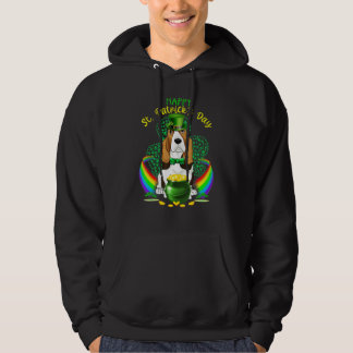 Happy St Patricks Day Basset Hound Leprechaun Hat Hoodie