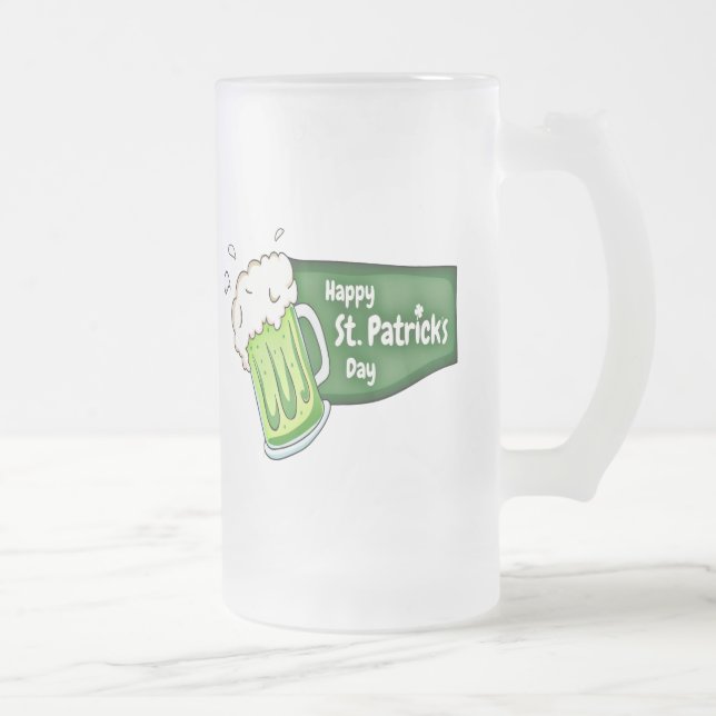 Happy St. Patricks Day Beer Frosted Glass Beer Mug (Right)