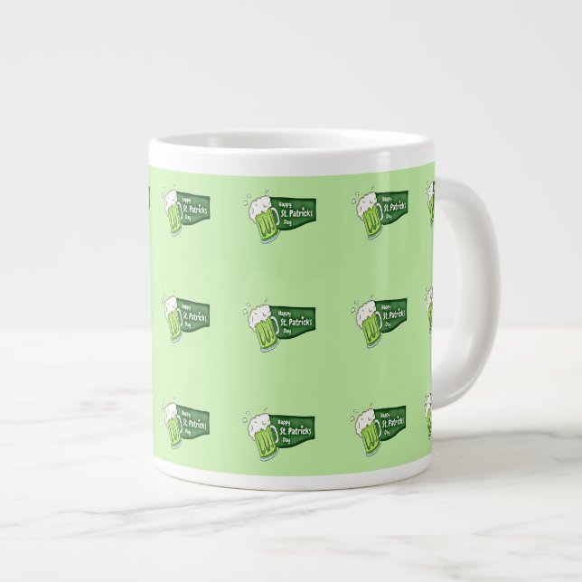 Happy St. Patricks Day Beer Large Coffee Mug (Front Right)