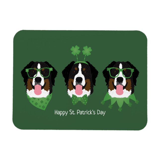 Happy St Patricks Day Bernese Mountain Dogs Magnet (Horizontal)