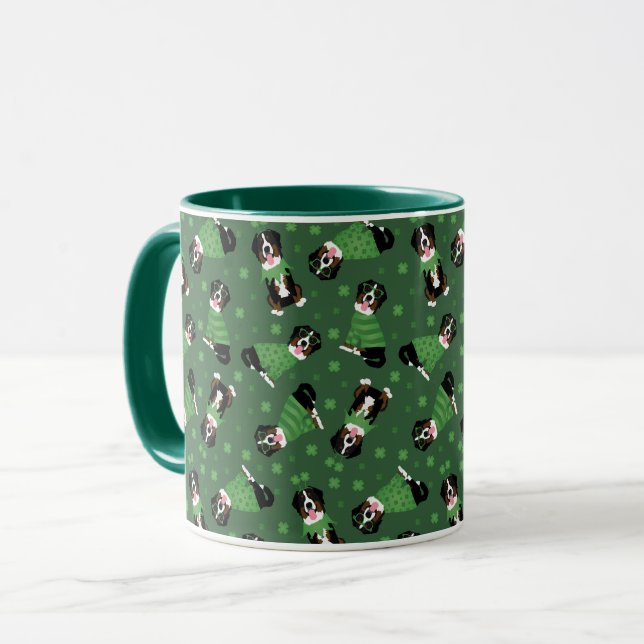 Happy St Patricks Day Bernese Mountain Dogs Mug (Front Left)