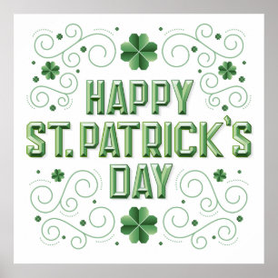 Happy St. Patrick's Day Beveled Poster 24x24