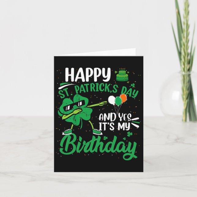 Happy St Patricks Day Birthday Party Shamrock Dab  Card (Front)